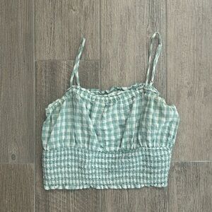 super cute size M teal and white gingham crop top from American Eagle